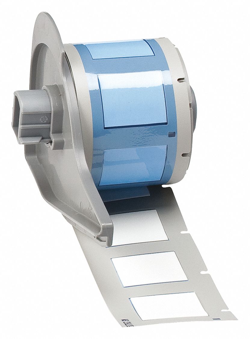 Sleeve Label: 1 5/32 in x 27/32 in, Polyolefin, White (Matte), For 1 AWG to 8 AWG Wire Gauge