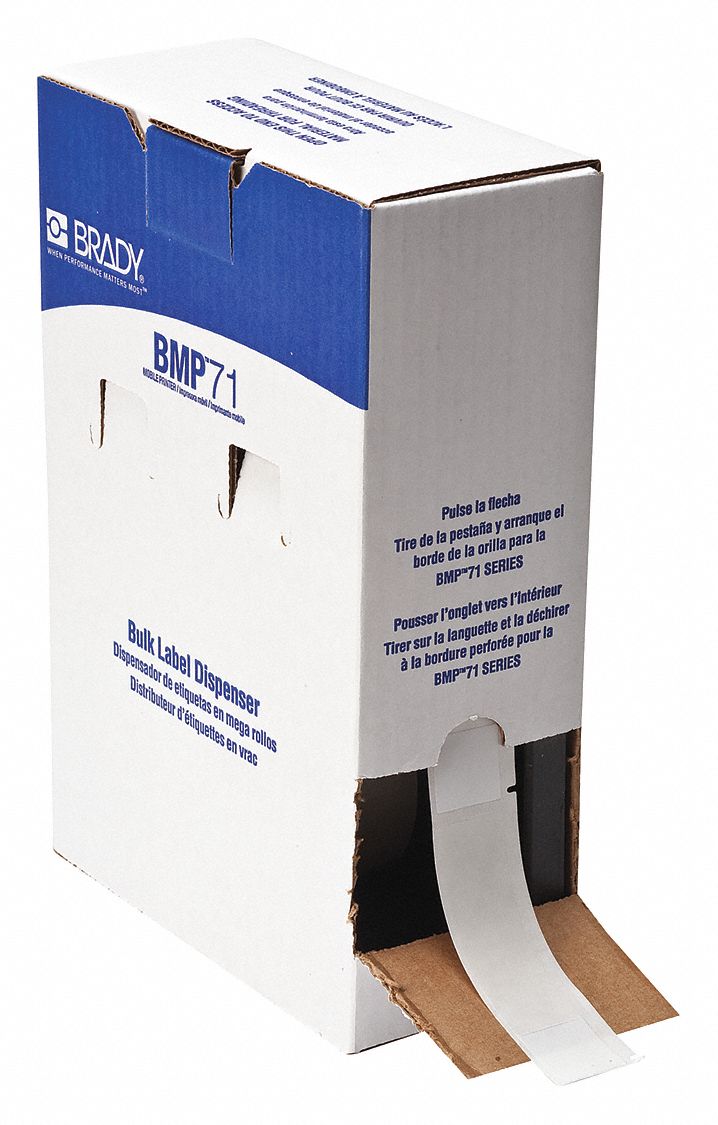 Precut Label Roll: 4 in x 1 in, Vinyl, Black on   White, For 12 AWG to 8 AWG Wire Gauge