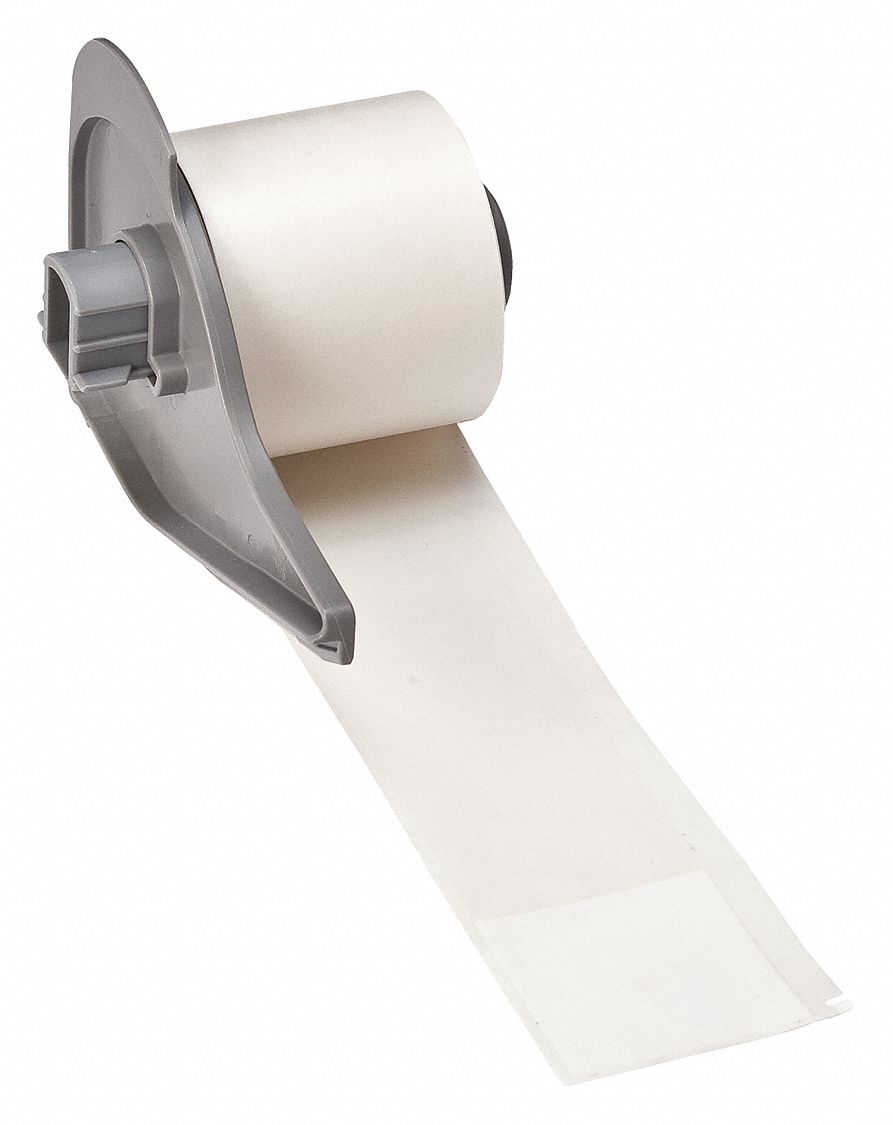 Wraparound Label: 6 in x 1 1/2 in, Vinyl, White (Matte), For 8 AWG to 2 AWG Wire Gauge