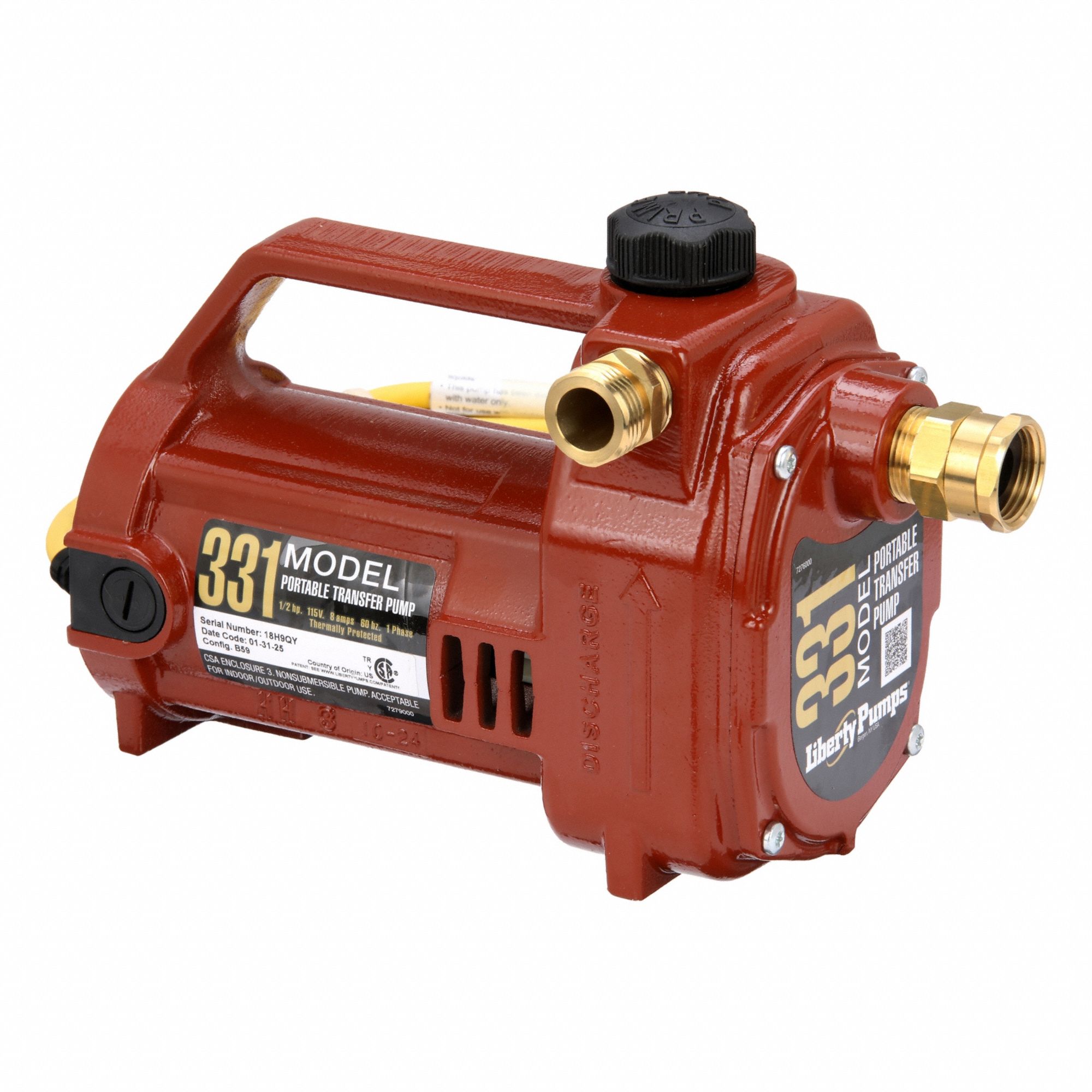 UTILITY PUMP, 115V AC, 105 FT MAXIMUM HEAD, GHT INTAKE, 3/4 IN HOSE, 20 FT CORD L, 3/4 IN