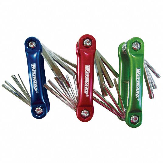 WESTWARD Hex Key Set: Metric and SAE, Short, 1 Pieces, Chrome, 25 Tips, 2  1/4 in to 3 1/8 in