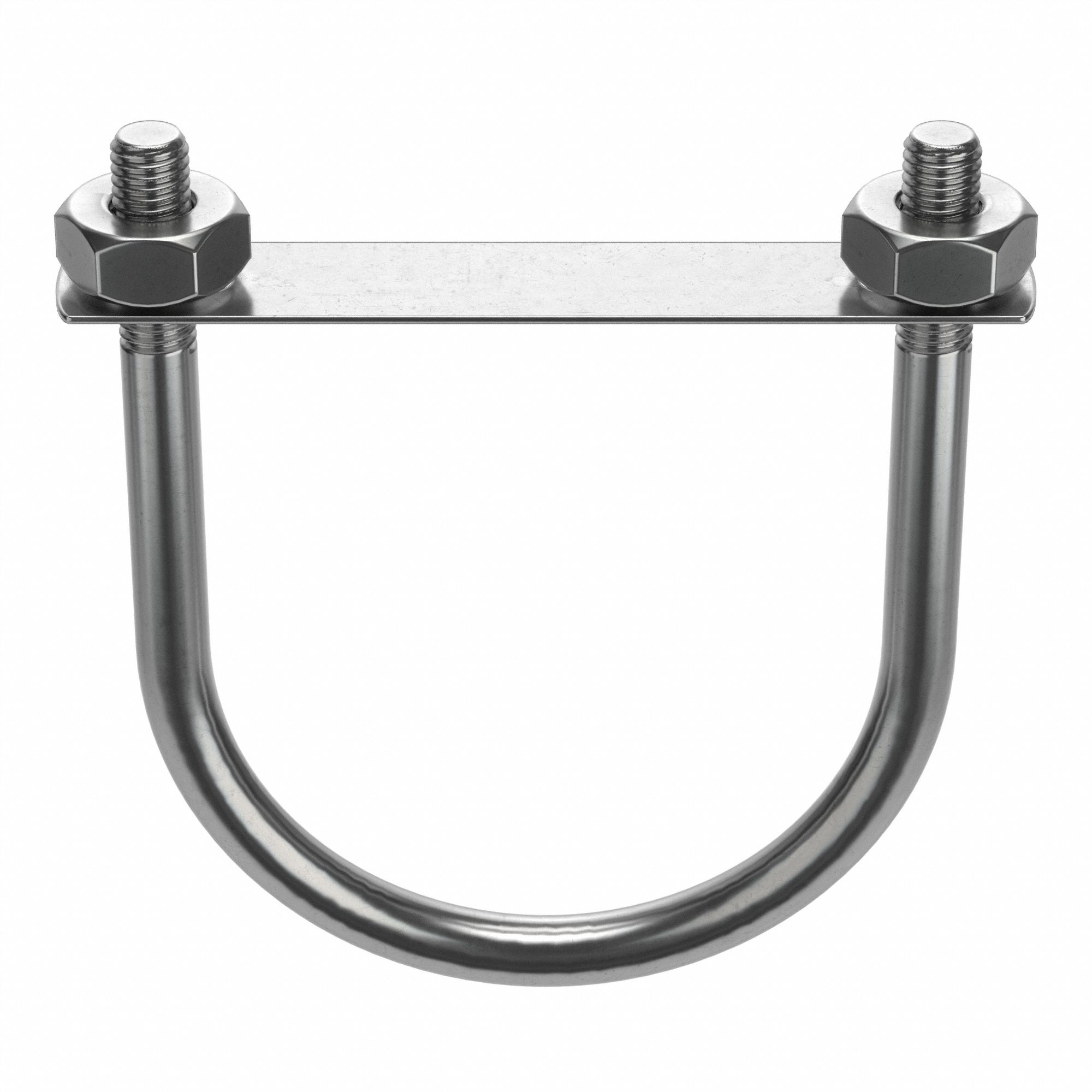 STANDARD U-BOLT WITH MOUNTING PLATE, 304 STAINLESS STEEL, PLAIN, ½