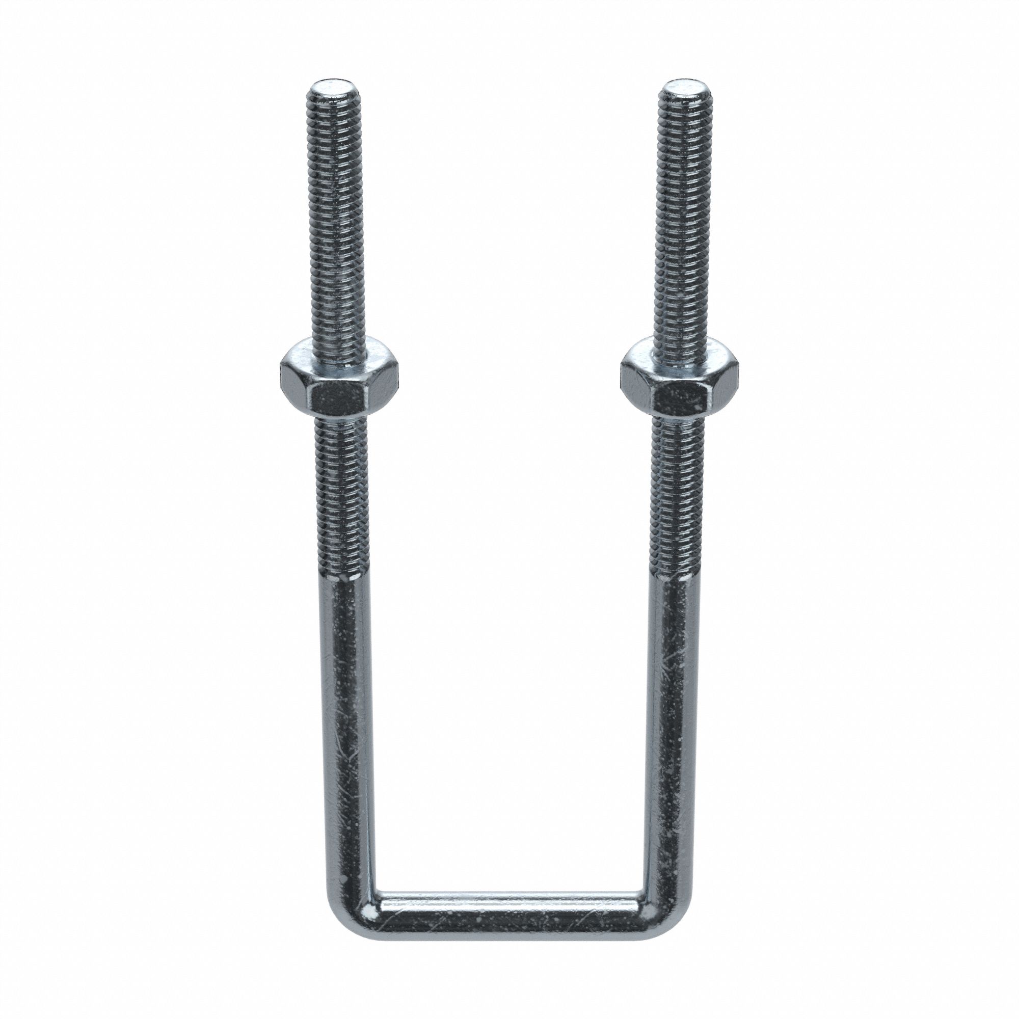 Square U-Bolt: 3/8"-16 Thread Size, 6 5/8 in Inside Ht, Steel, Zinc-Plated