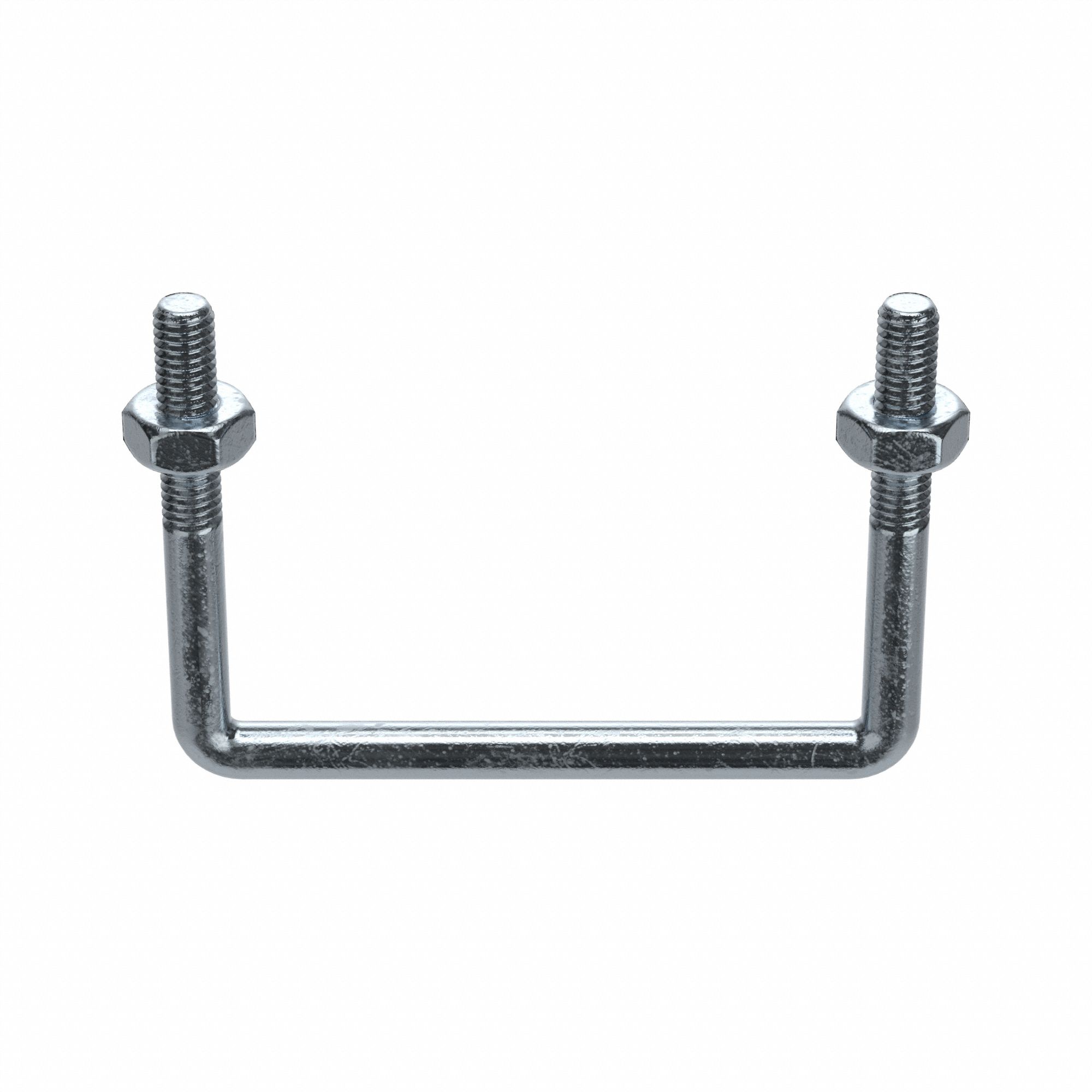Square U-Bolt: 3/8"-16 Thread Size, 3 in Inside Ht, Steel, Zinc-Plated