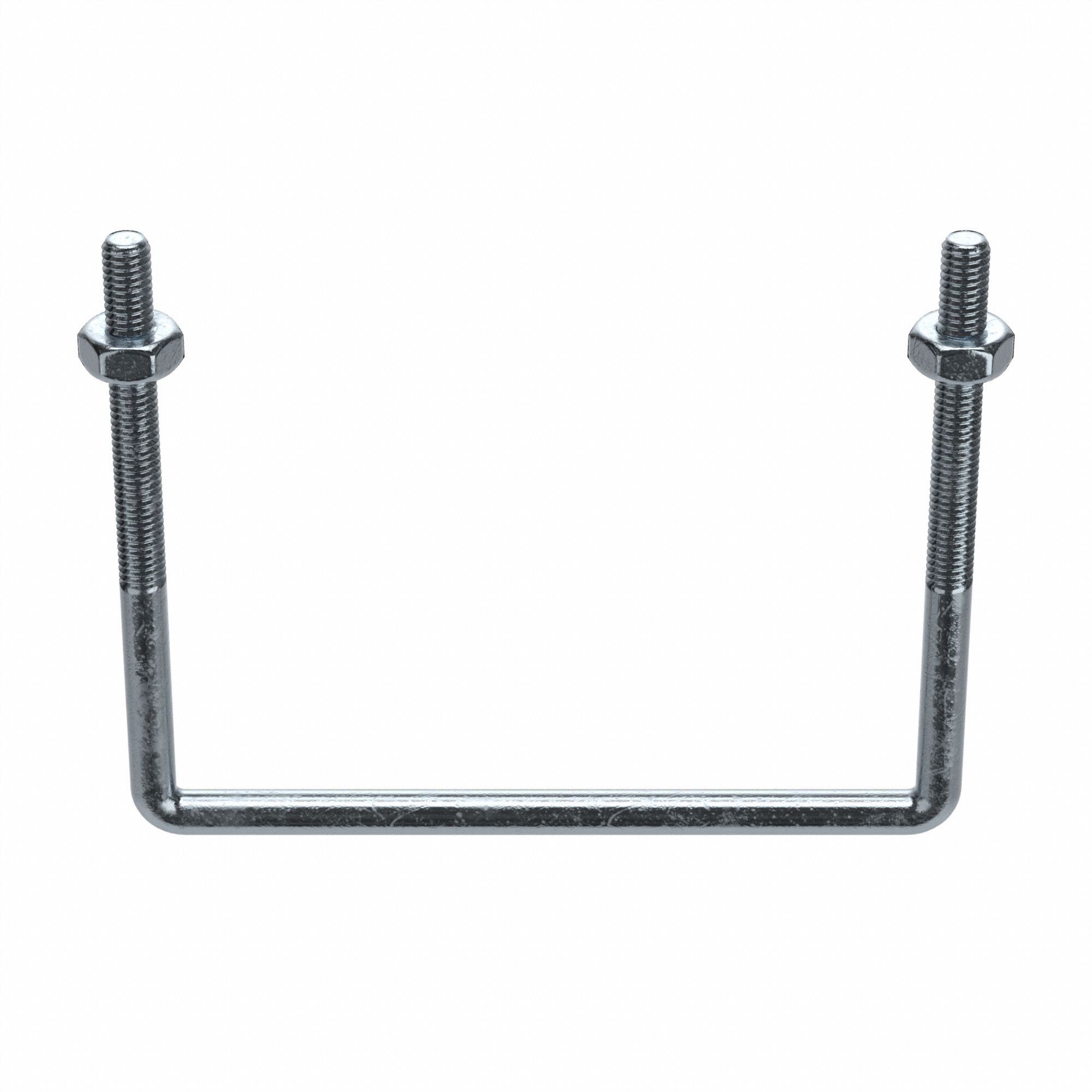 Square U-Bolt: 3/8"-16 Thread Size, 5 in Inside Ht, Steel, Zinc-Plated