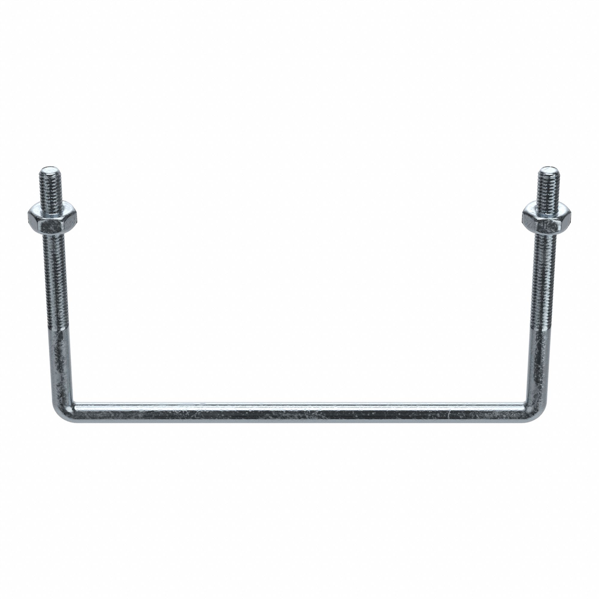 Square U-Bolt: 3/8"-16 Thread Size, 4 5/8 in Inside Ht, Steel, Zinc-Plated