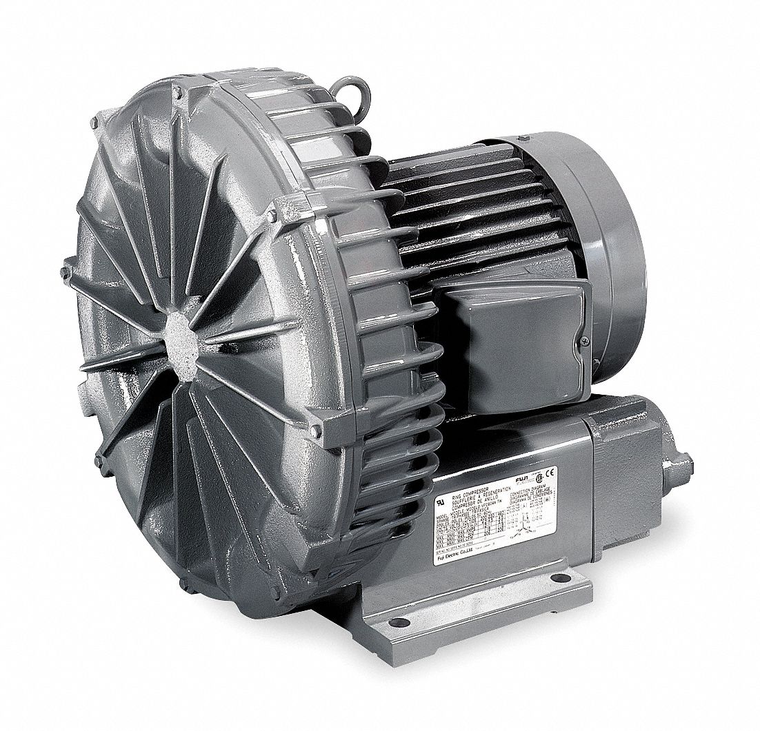 FUJI ELECTRIC Regenerative Blower: 0.5 hp, 49.8 in wc Max Op Pressure, 45  in wc Max Vacuum