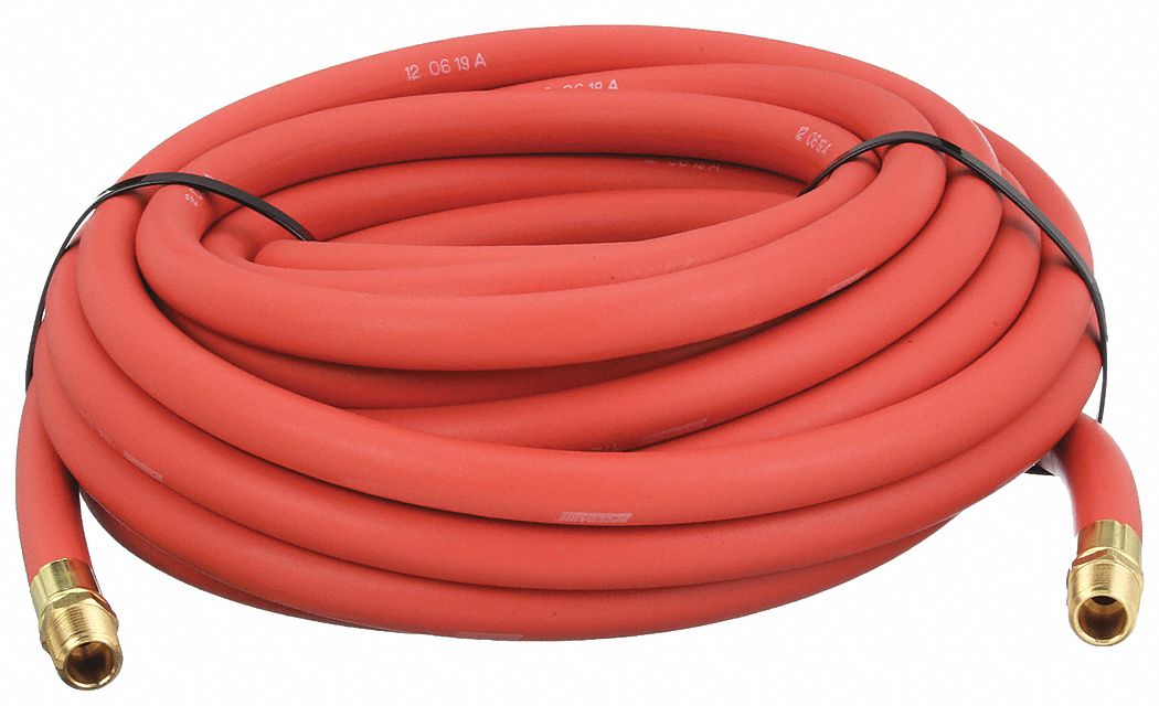 CONTINENTAL Air Hose: 1/2 in Hose Inside Dia., Red, Brass 1/2 in MNPT x  Brass 1/2 in MNPT