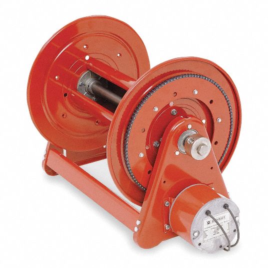 Electric Motor Driven Hose Reel: 325 ft (1/2 in I.D.), 3,000 psi Max Op  Pressure, Iron