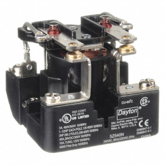 DAYTON, Surface Mounted, 240V AC, Open Power Relay - 5Z540