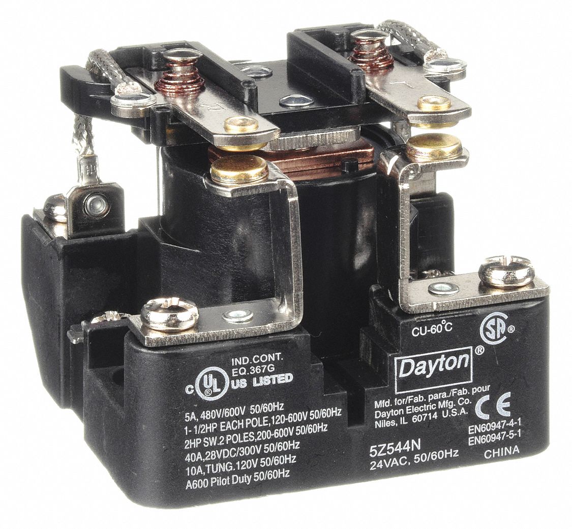DAYTON, Surface Mounted, 24V AC, Open Power Relay 5Z5445Z544 Grainger