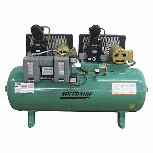 SPEEDAIRE Electric Air Compressor: 0.75 hp, 1 Stage, Horizontal, 30 gal  Tank, 4.2 cfm, Base Model