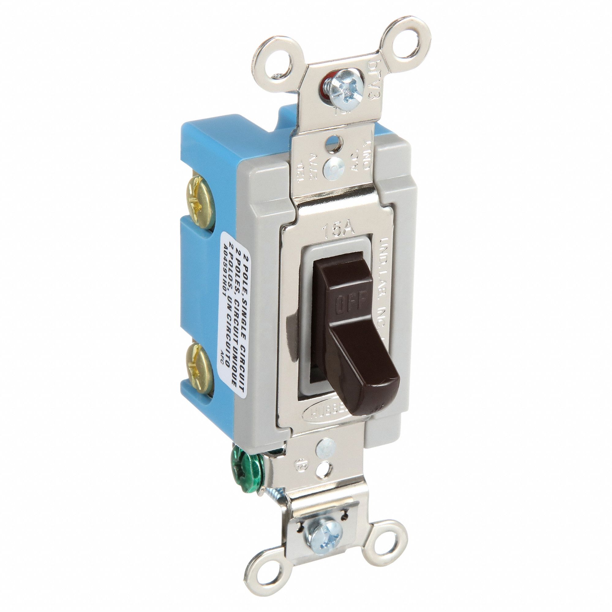 Wall Switch: Toggle Switch, Double Pole, Brown, 15 A, 120/277V AC, Screw Terminals