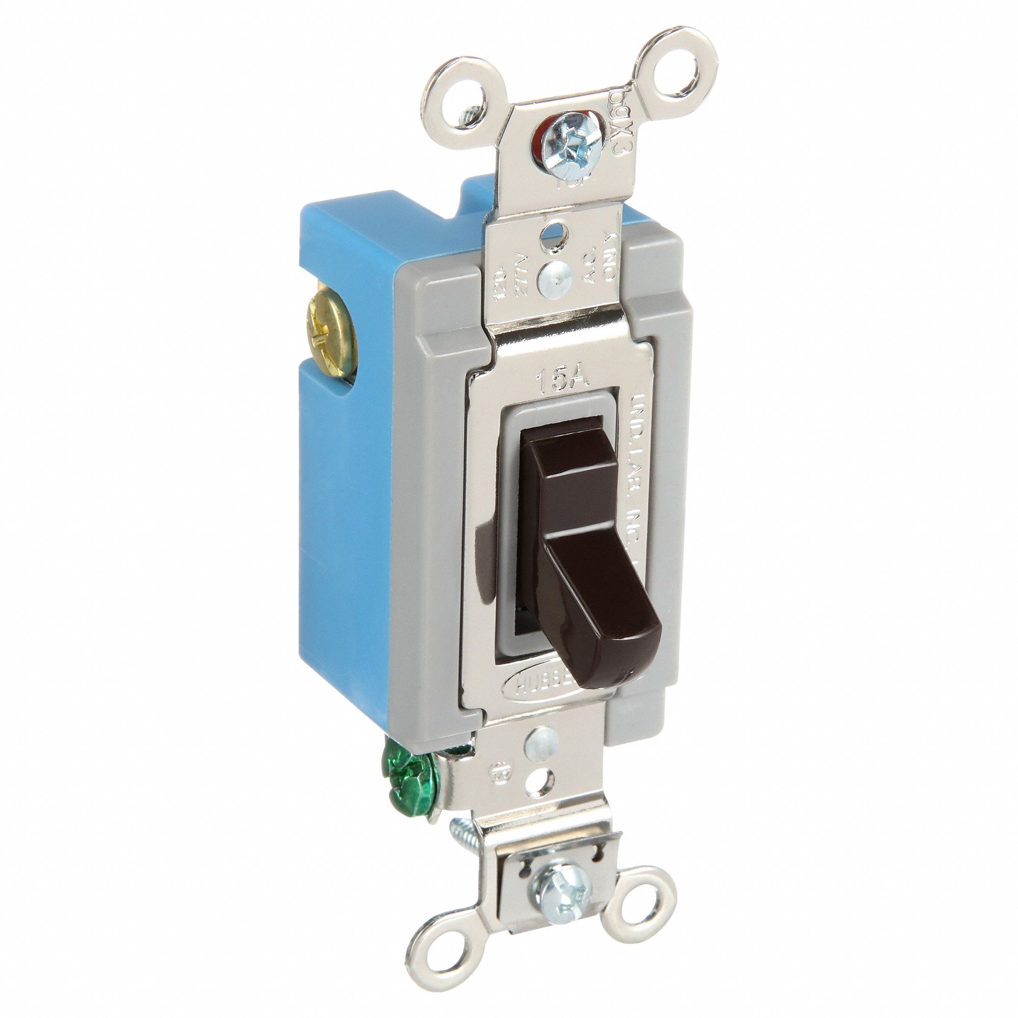Wall Switch: Toggle Switch, 3-Way, Brown, 15 A, 120/277V AC, Screw Terminals