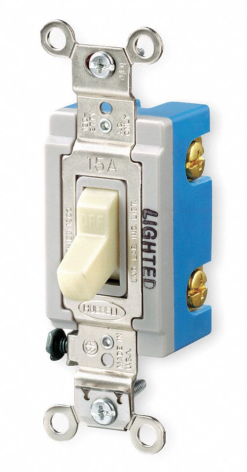 HUBBELL WIRING DEVICEKELLEMS Illuminated Wall Switch, 1Pole