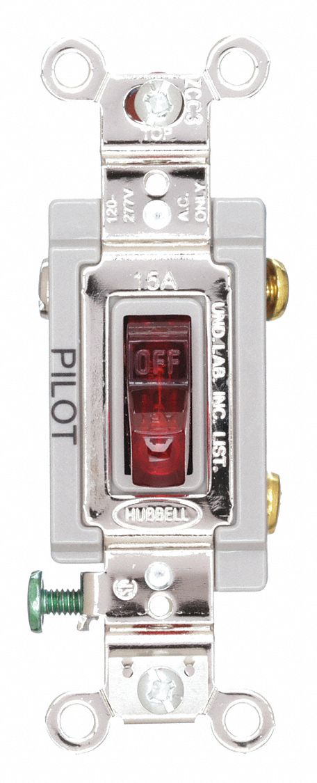 HUBBELL WIRING DEVICE-KELLEMS Illuminated Wall Switch, 1-Pole