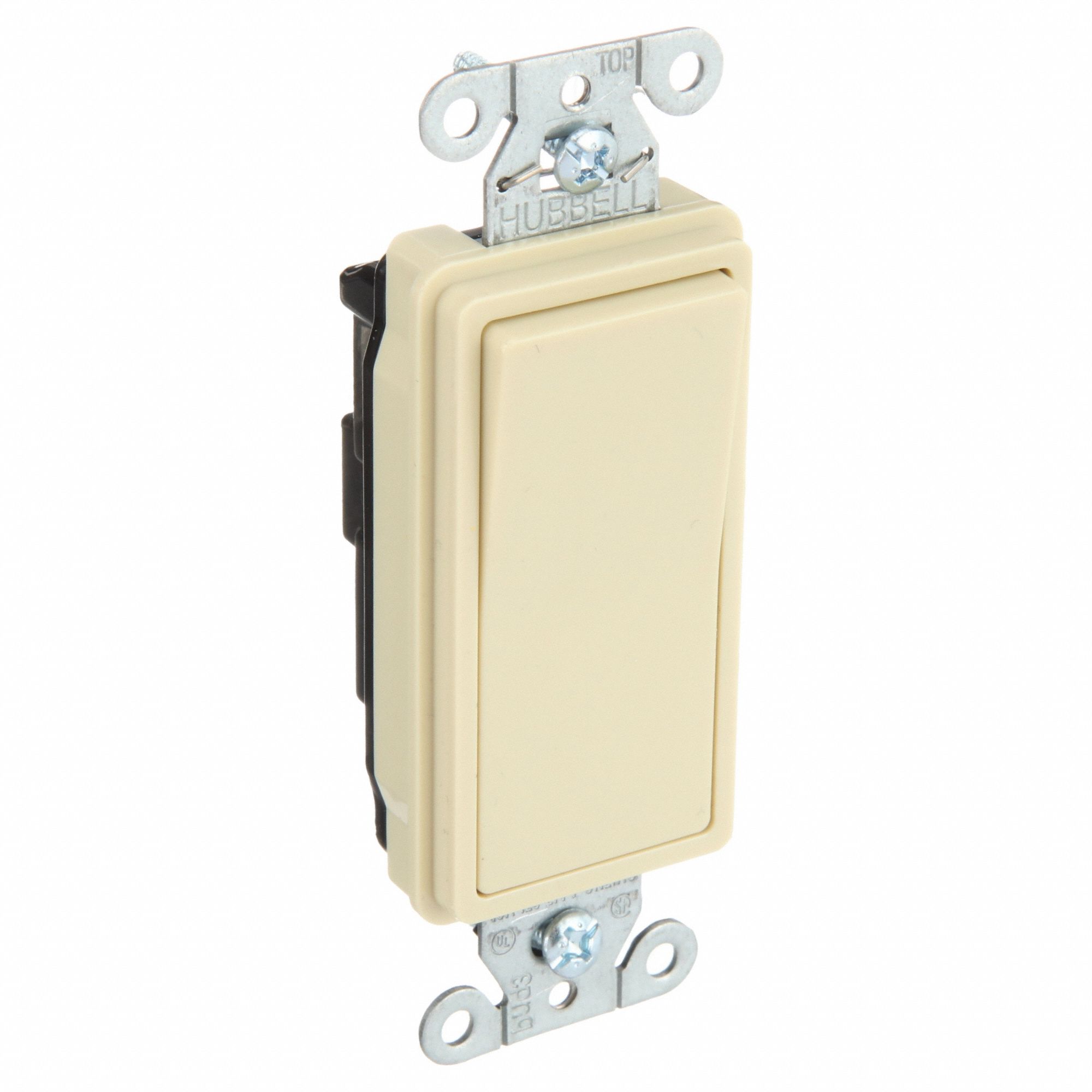 INTERRUPTEUR MURAL, THERMOPLASTIQUE, 120/277 V CA, 15 A, 1,4 PO LARGEUR, BORNES À VIS, 1/2 HP, 14 AWG, 10 AWG, BLANC