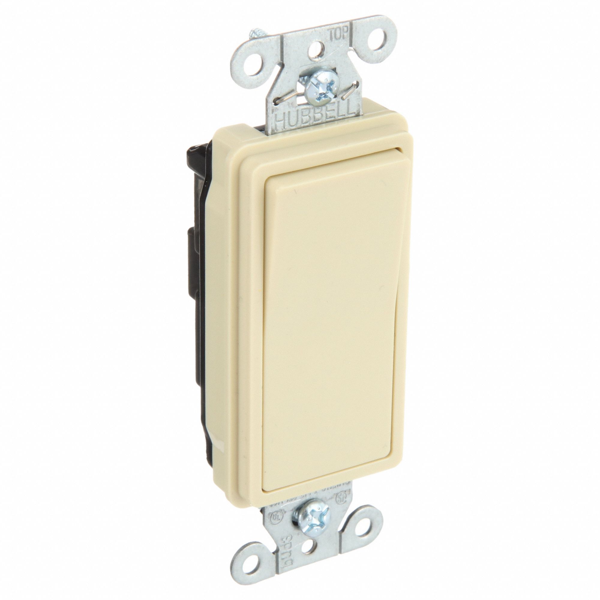 WALL SWITCH, ROCKER SWITCH, SINGLE POLE, IVORY, 15 A, SCREW TERMINALS