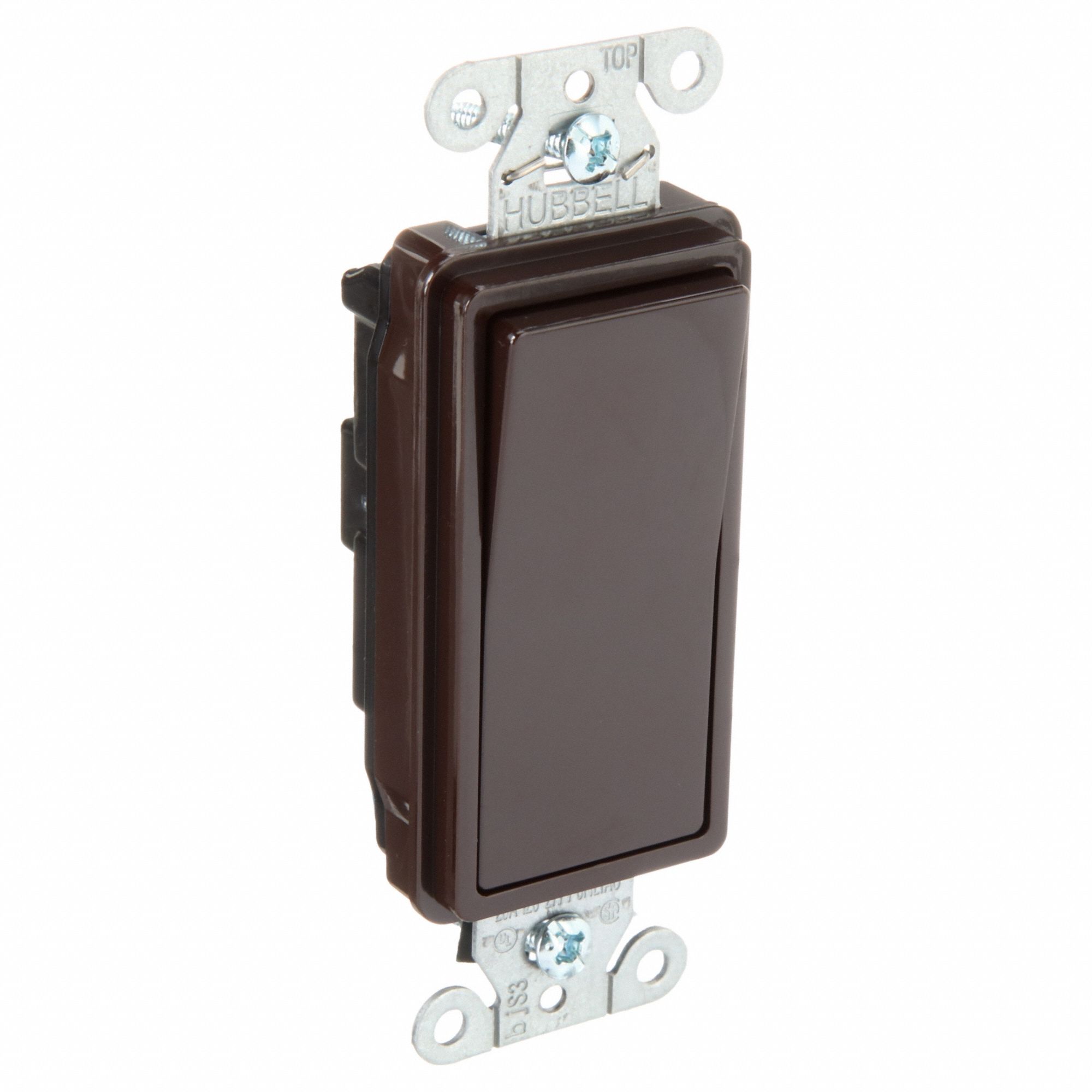Wall Switch: Rocker Switch, Single Pole, Brown, 20 A, 120/277V AC, Screw Terminals