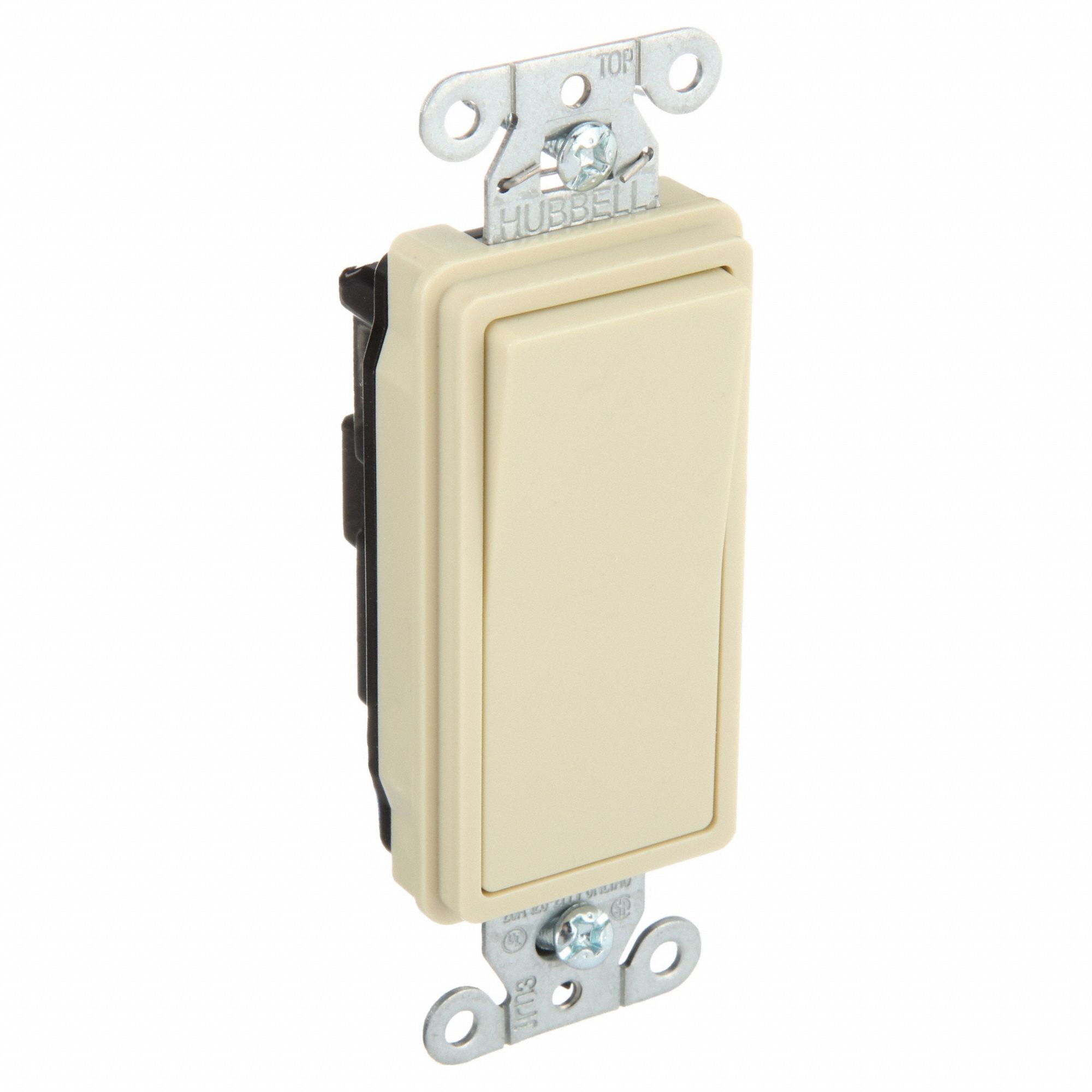 WALL SWITCH, ROCKER SWITCH, SINGLE POLE, IVORY, 20 A, SCREW TERMINALS