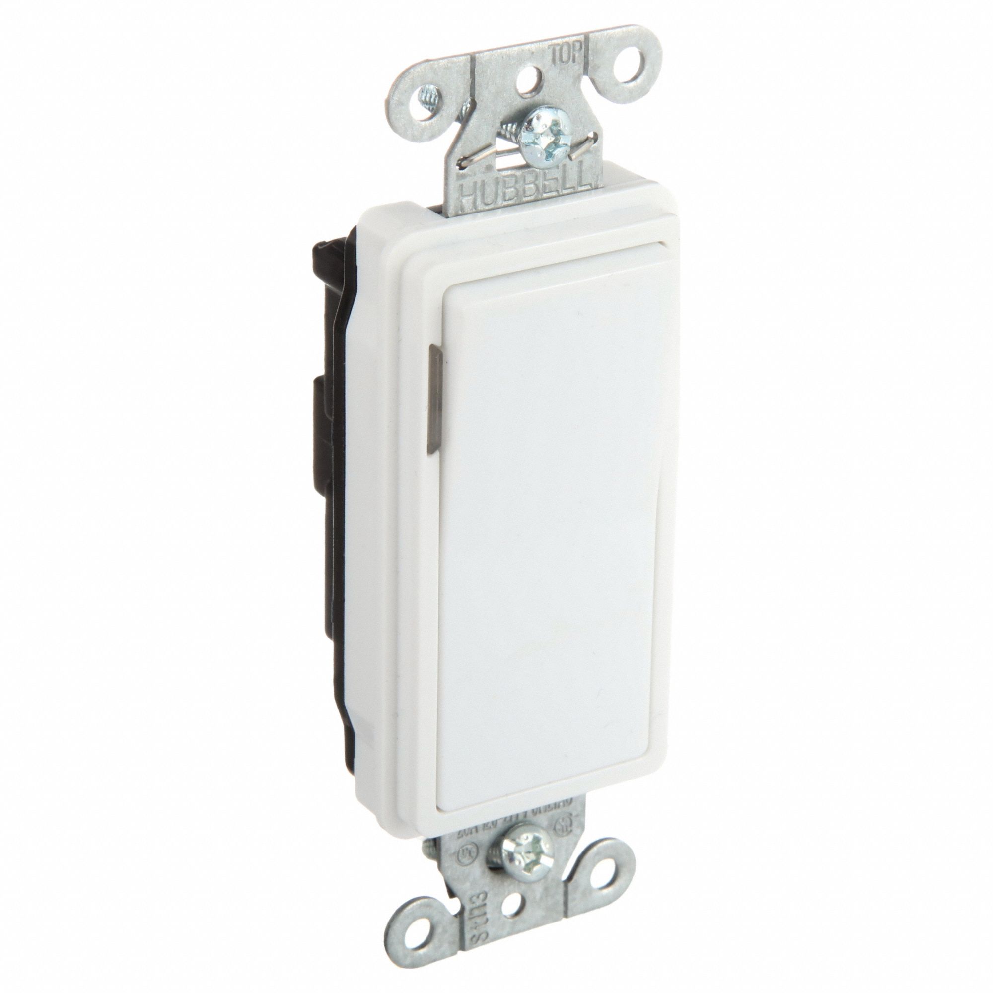 ILLUMINATED WALL SWITCH, ROCKER SWITCH, SINGLE POLE, WHITE, 20 A, SCREW TERMINALS