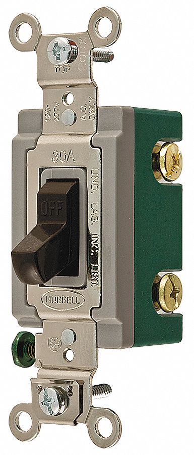 WALL SWITCH, TOGGLE SWITCH, SINGLE POLE, BROWN, 30 A, SCREW TERMINALS