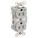 RECEPTACLE, DUPLEX, 5-15R, 15 A, 125V AC, GREY, 2 POLE/3 WIRE POLES AND WIRES