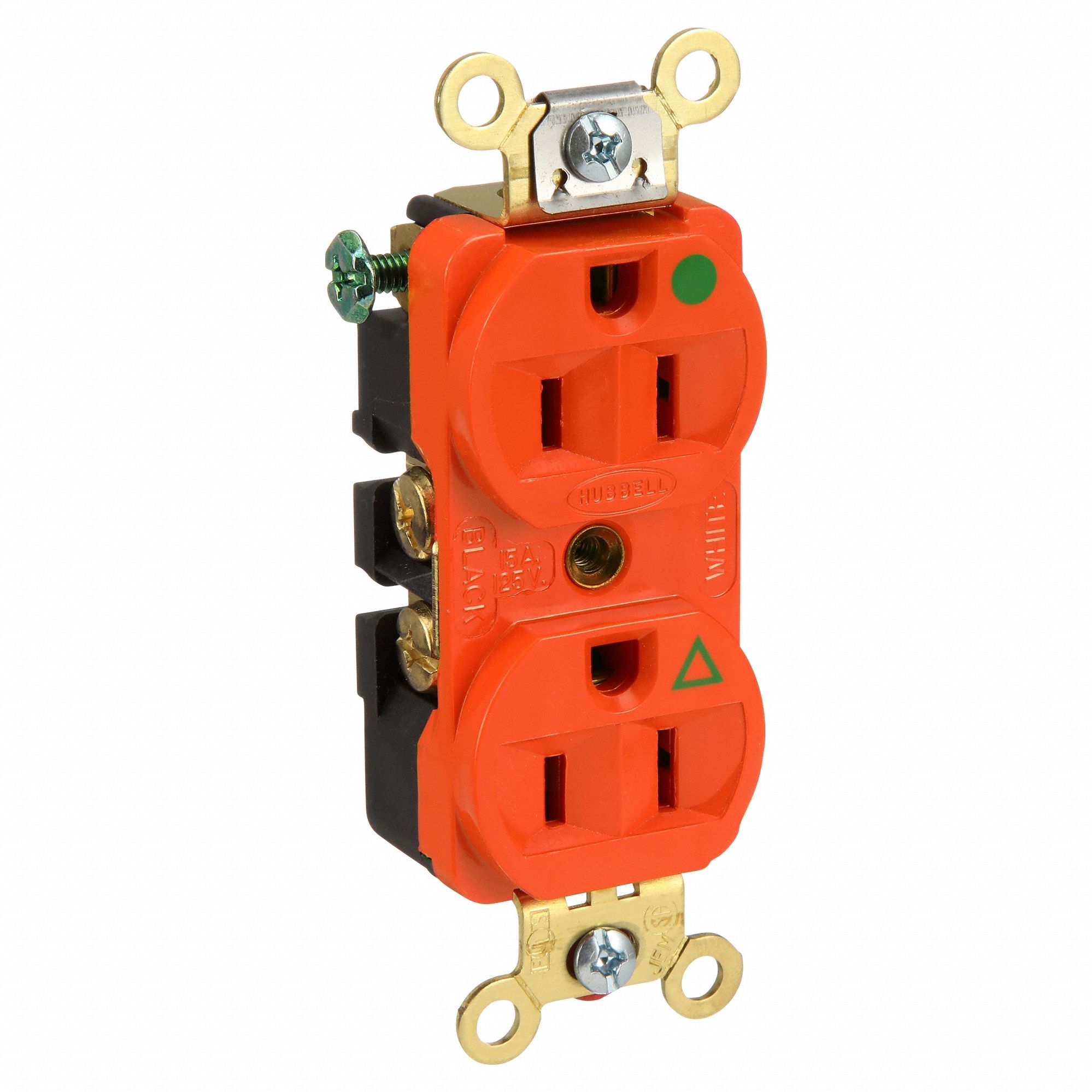 PRISE DUP IG HOP 15A 125V ORANGE