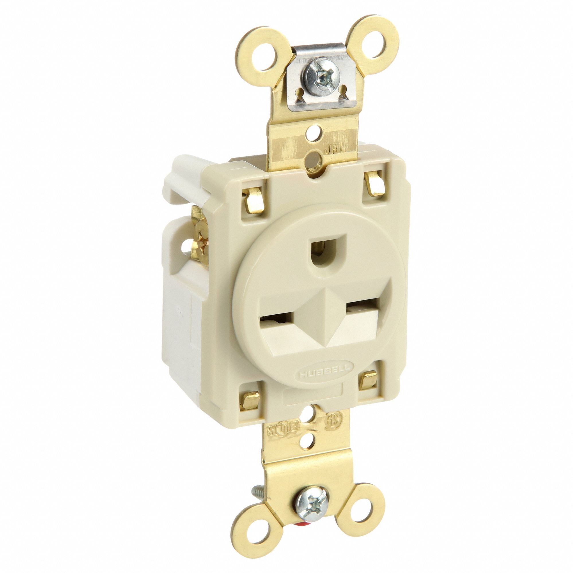 RECEPTACLE, SINGLE, 6-15R, 250V AC, 15 A, IVORY, 2 POLE/3 WIRE, SCREW TERMINALS