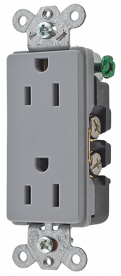 PRISE DOUBLE,15A,125V,5-15R,GRIS