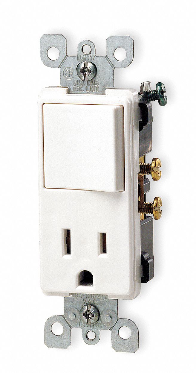 SWITCH SINGLE POLE/RECEPTACLE WHITE