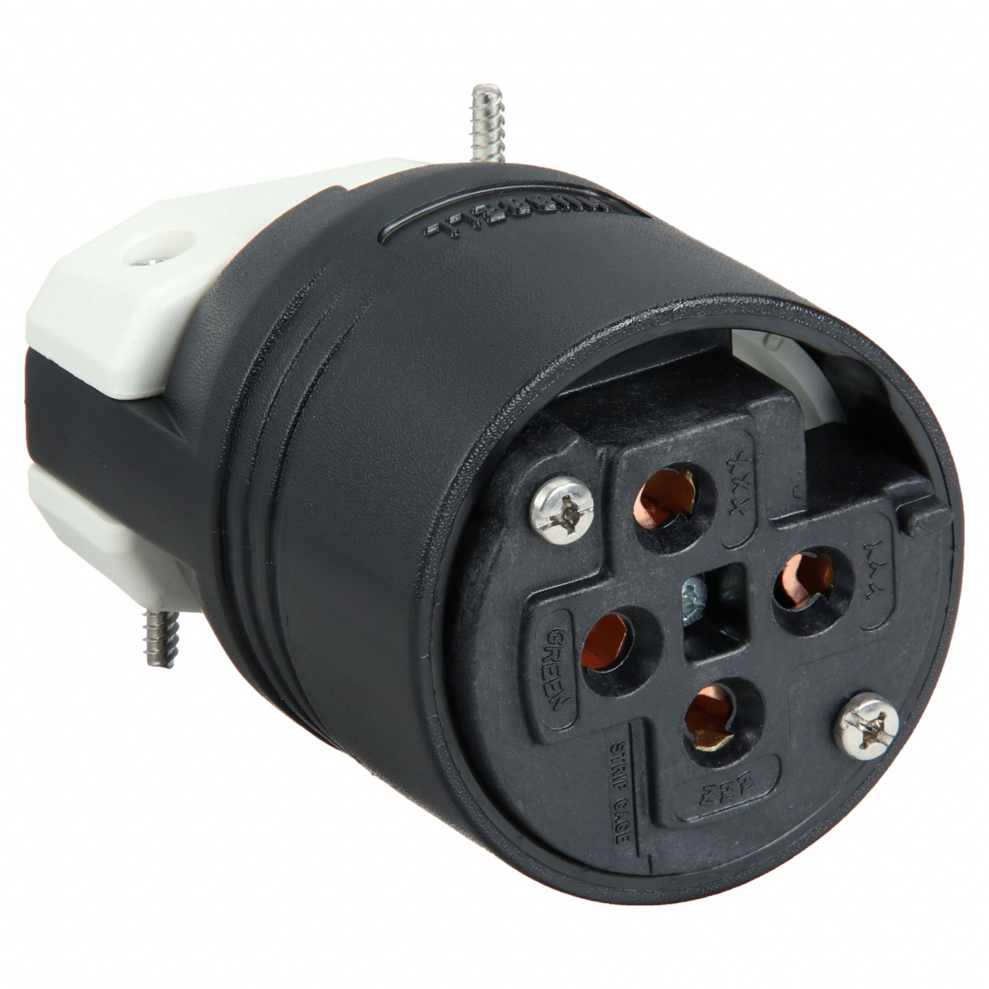STRAIGHT BLADE PLUG, 15-60P, 60 A, 250V AC, BLACK, 3 POLES