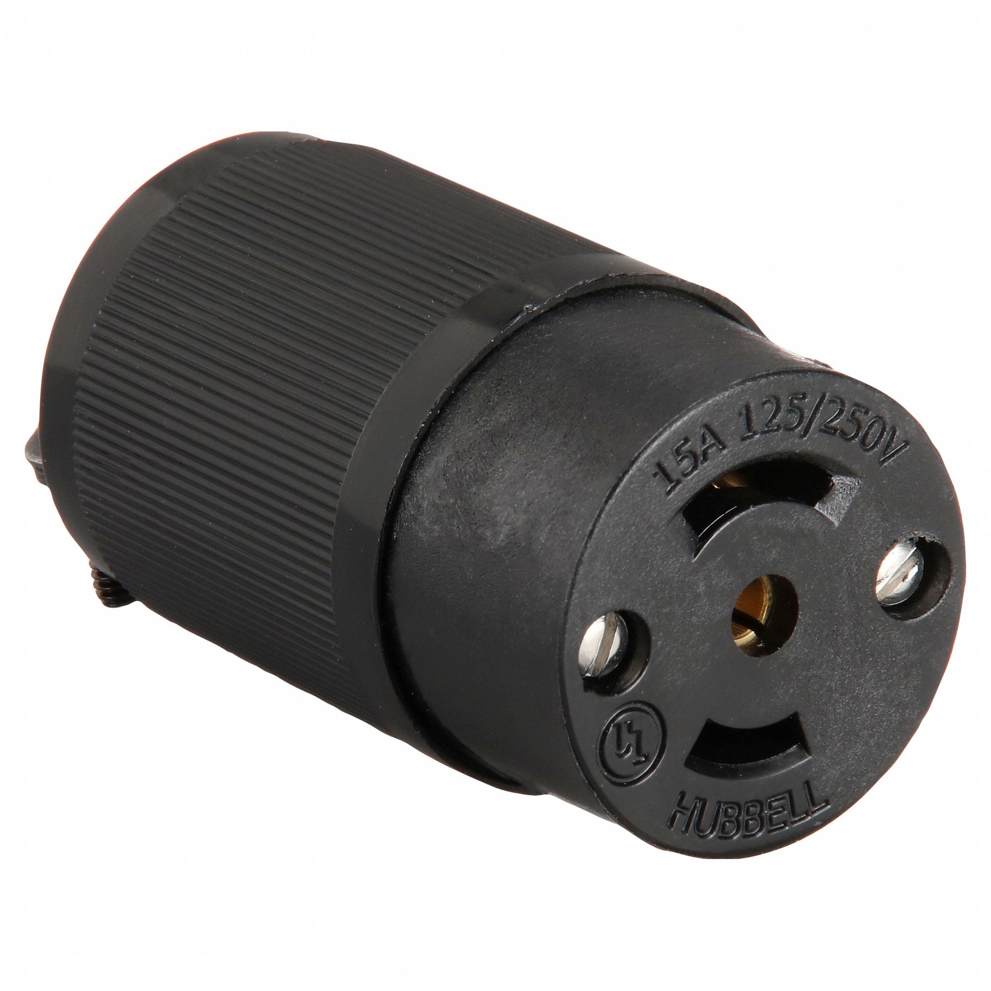 MIDGET LOCKING CONNECTOR, ML3-15R, 15 A, 125/250V AC, 3 POLES, BLACK, SCREW TERMINALS