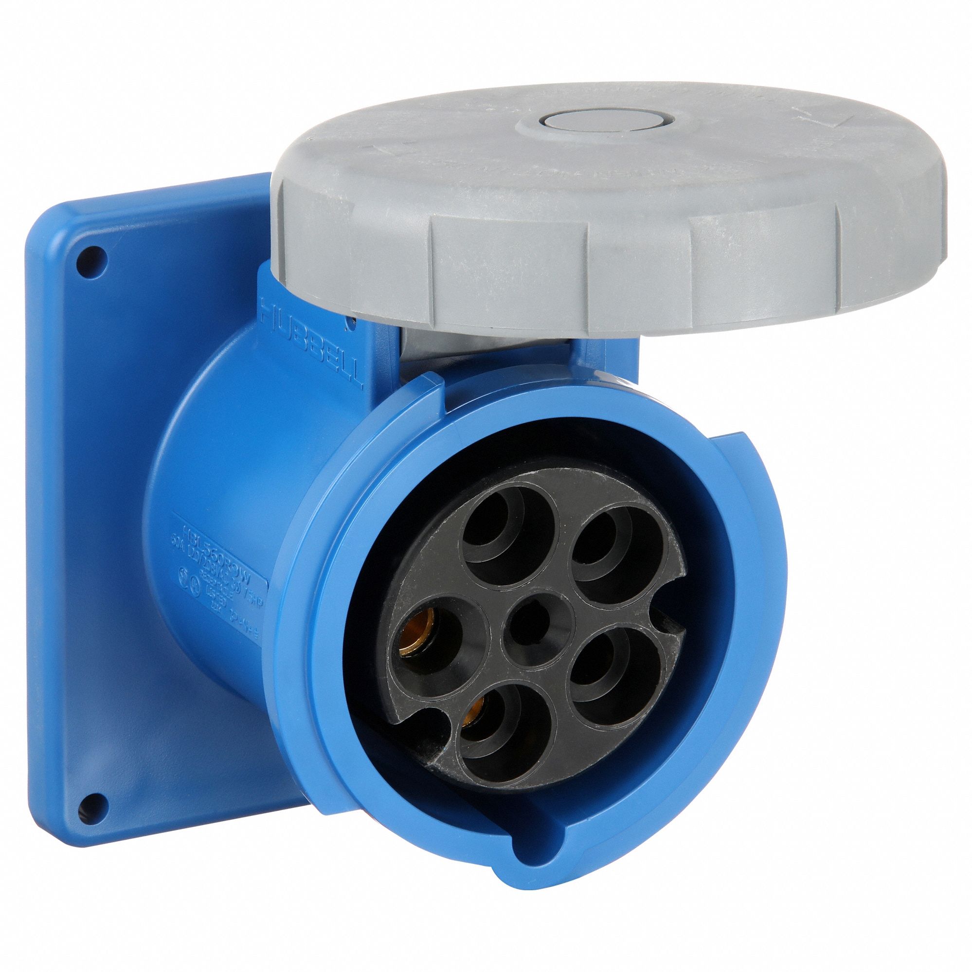 Watertight Pin and Sleeve Receptacle: 60 A, 120/208V AC, 7 1/2 hp Horsepower Rating, IEC Grounding