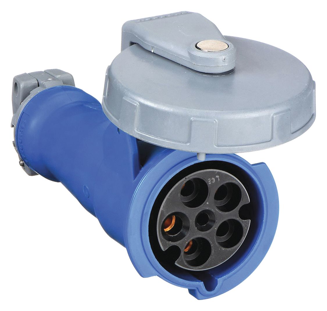 Watertight Pin and Sleeve Connector: 60 A, 120/208V AC, 7 1/2 hp Horsepower  Rating, IEC Grounding