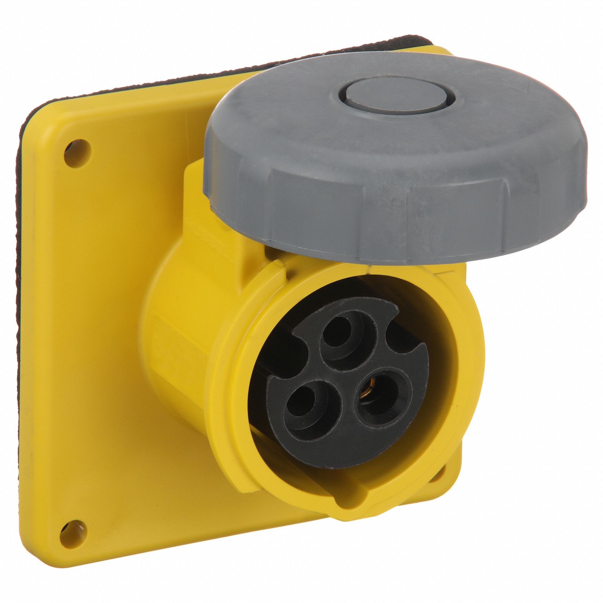 WATERTIGHT PIN AND SLEEVE RECEPTACLE, 20 A, 125V AC, 1 HORSEPOWER RATING, IEC GROUNDING, YELLOW