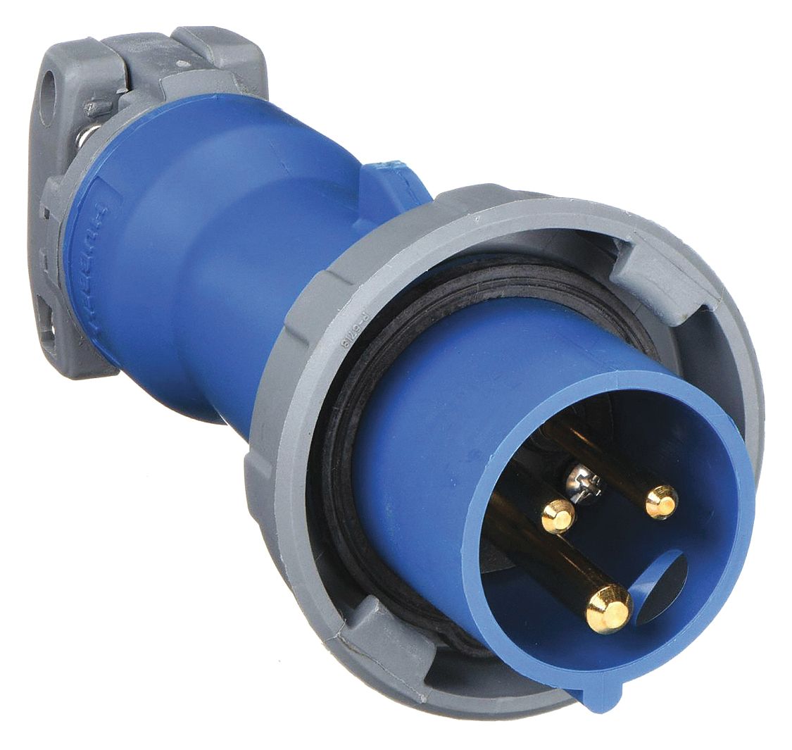 IEC PIN AND SLEEVE PLUG, 20 A, 250V AC, IEC GROUNDING, 2 HORSEPOWER RATING