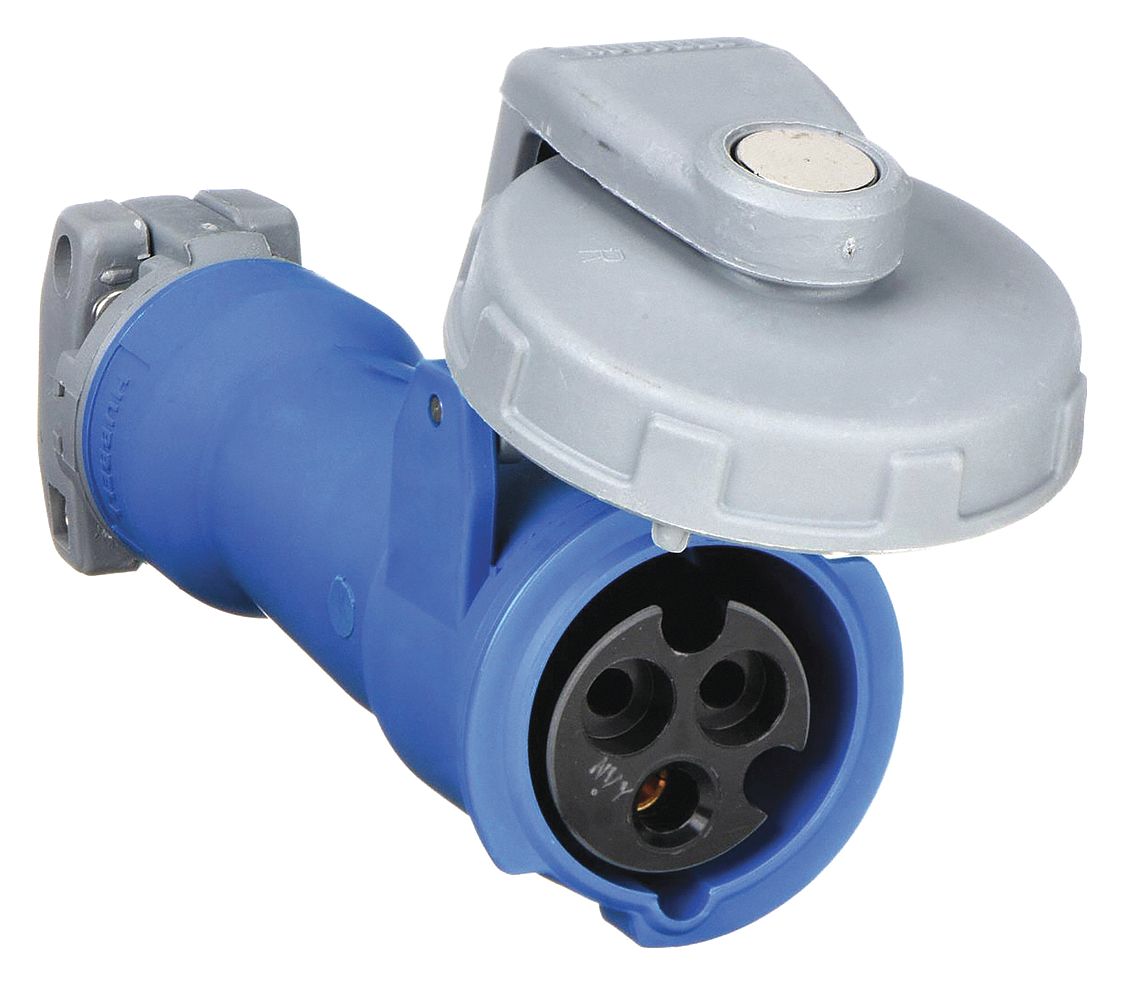 WATERTIGHT PIN AND SLEEVE CONNECTOR, 20 A, 250V AC, 2 HORSEPOWER RATING, IEC GROUNDING