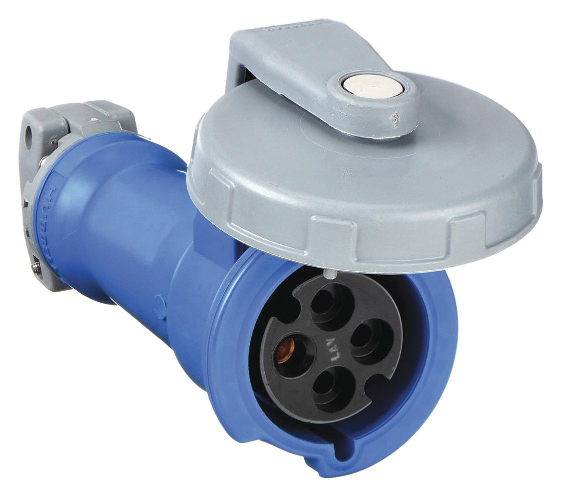 WATERTIGHT PIN AND SLEEVE CONNECTOR, 30 A, 250V AC, 7 1/2 HORSEPOWER RATING, IEC GROUNDING