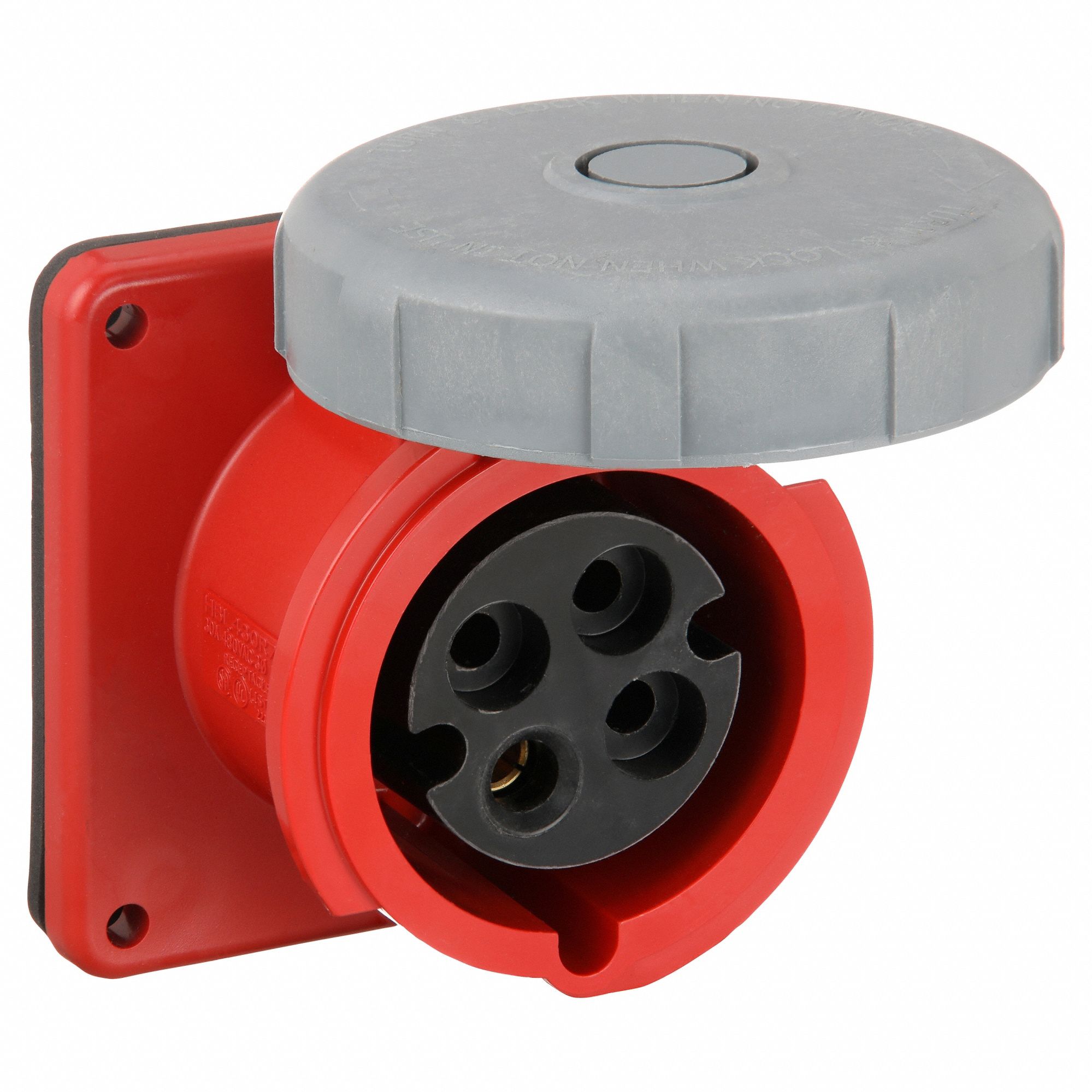 WATERTIGHT PIN AND SLEEVE RECEPTACLE, 30 A, 480V AC, 3 HORSEPOWER RATING, IEC GROUNDING, ORANGE