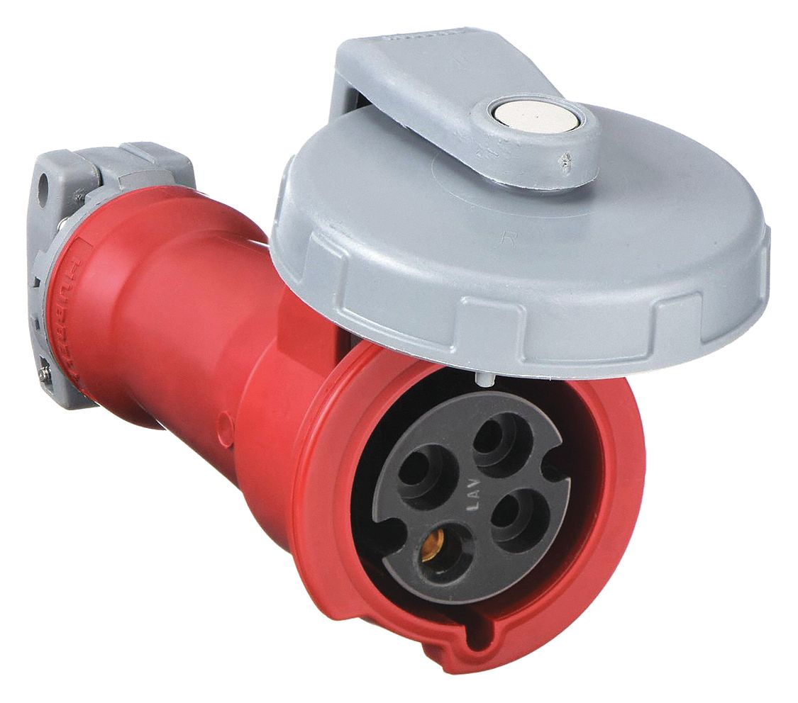 WATERTIGHT PIN AND SLEEVE CONNECTOR, 30 A, 480V AC, 15 HORSEPOWER RATING, IEC GROUNDING