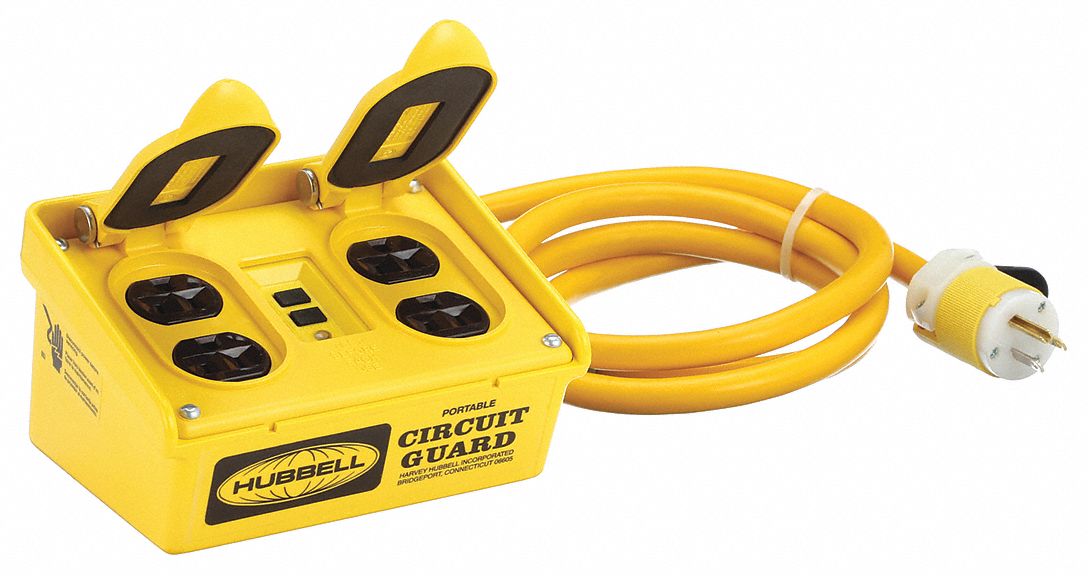 PLUG-IN GFCI WITH CORD, 6 FT CORD, 15 A MAX, 120V AC, YELLOW