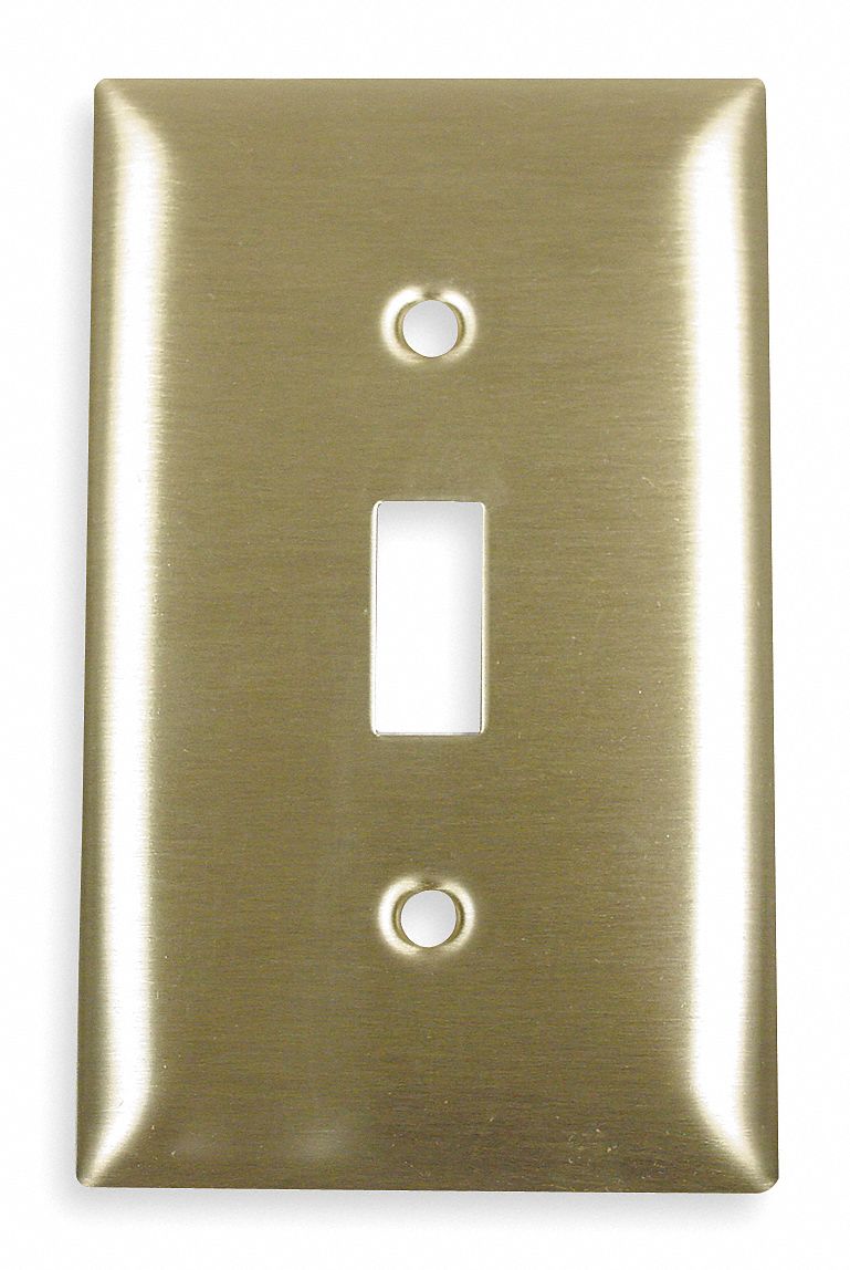 HUBBELL Toggle Switch Wall Plate 1 Gangs, Std, Brass, Brass 5Z993