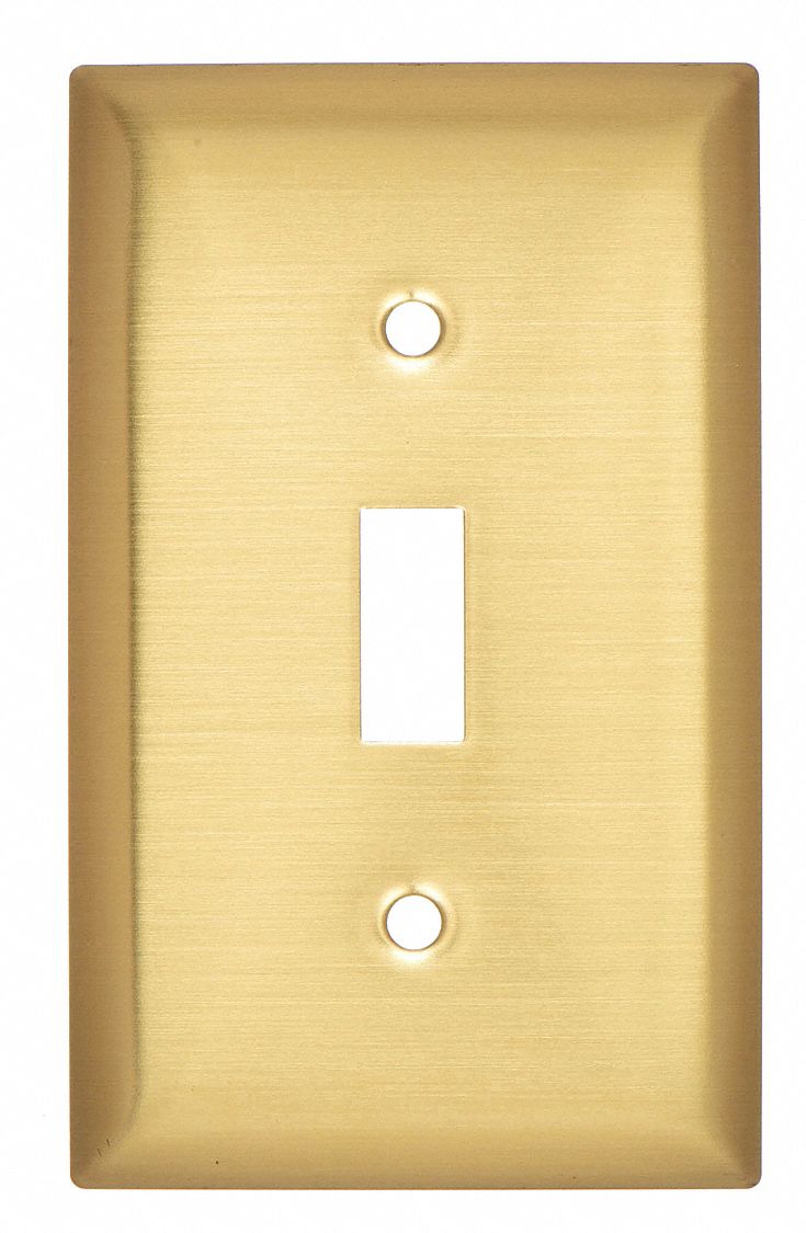 TOGGLE SWITCH WALL PLATE, BRASS, 0 OUTLET OPENINGS, 1 SWITCH OPENING
