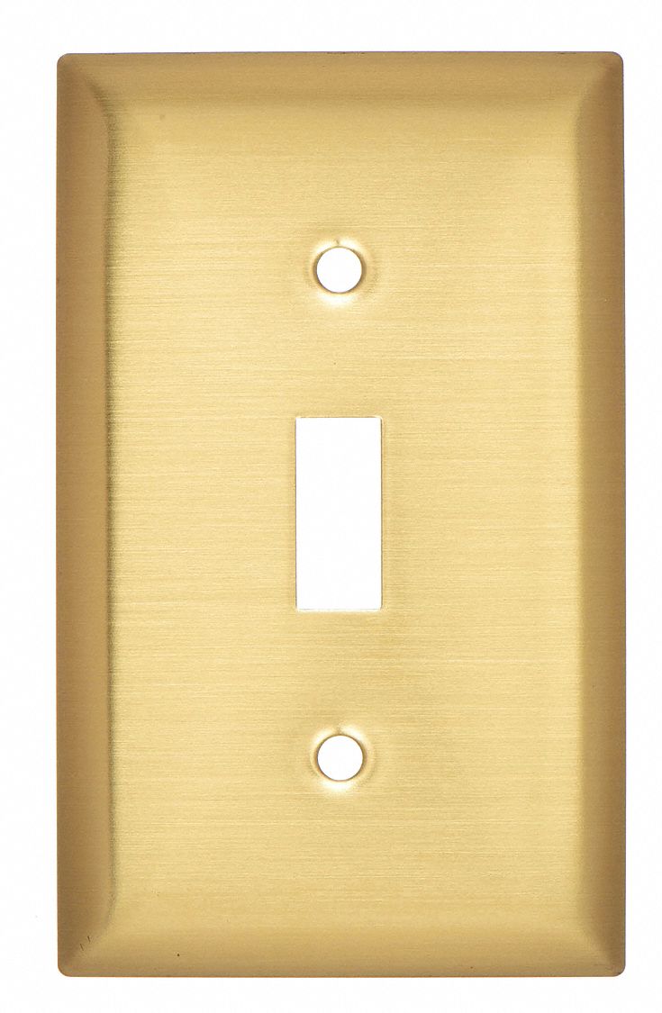 TOGGLE SWITCH WALL PLATE, BRASS, 0 OUTLET OPENINGS, 1 SWITCH OPENING