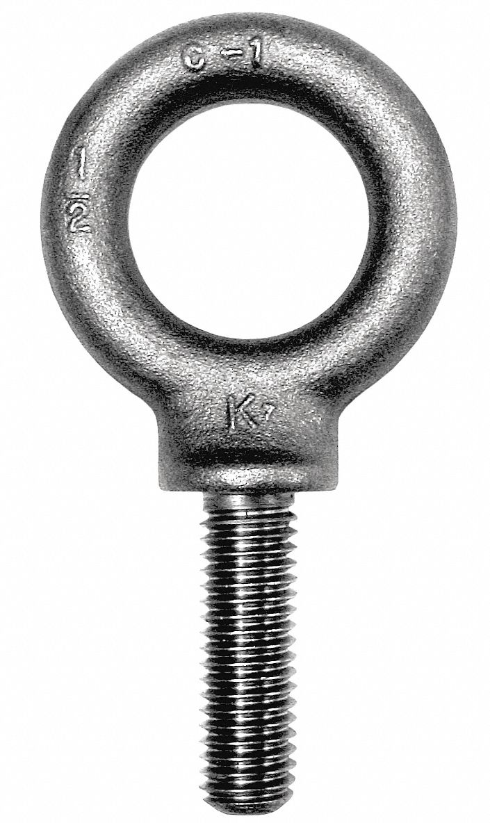 MACHINERY EYE BOLT, WITH SHOULDER, STEEL, PLAIN FINISH, M22-2.50 THREAD SIZE, 63.5MM THREAD L