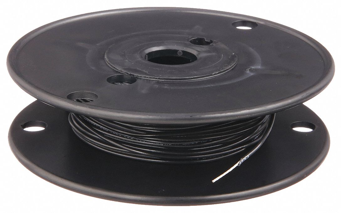 HOOKUP WIRE, 22 AWG WIRE SIZE, BLACK, 100 FT L