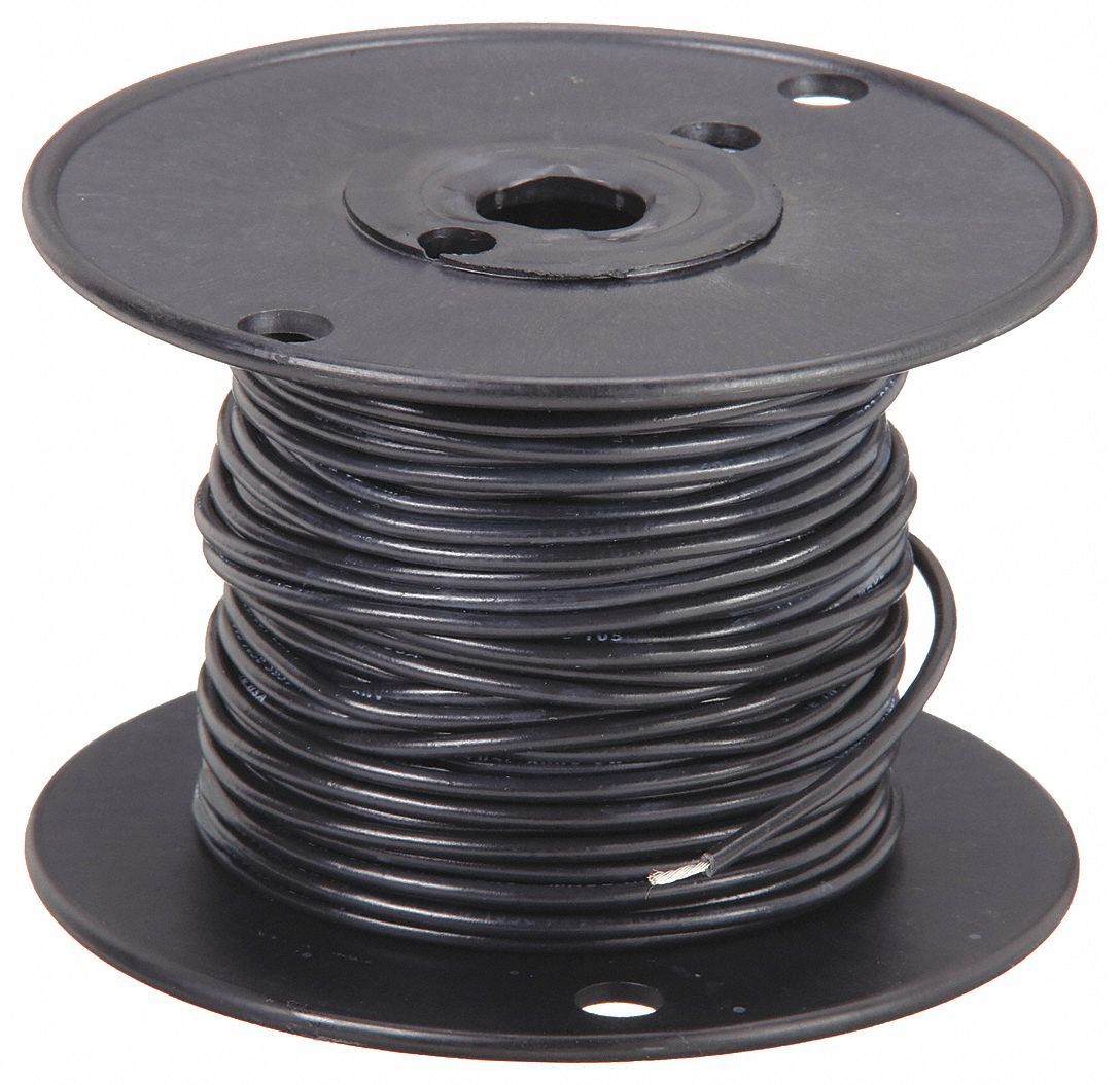 HOOKUP WIRE, 18 AWG WIRE SIZE, BLACK, 100 FT L