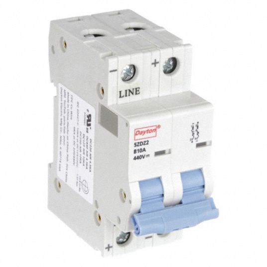 DAYTON IEC Supplementary Protector: 10 A Amps, 440V DC, 10kA at 440V DC,  Screw Clamp, NDB2Z-63 B10/2