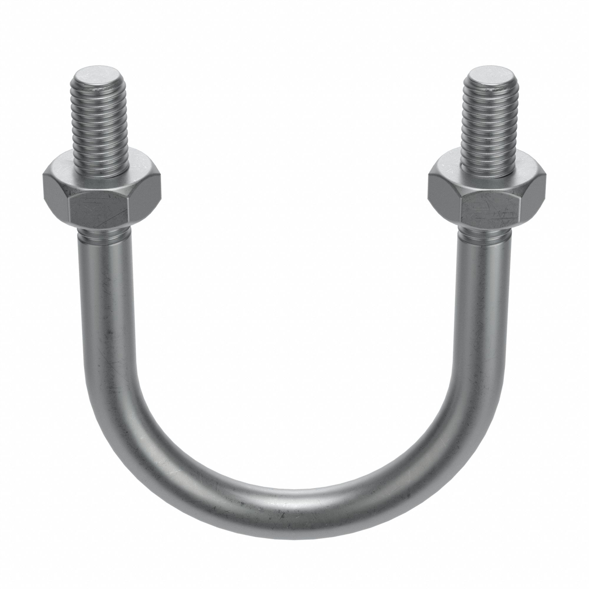 Standard U-Bolt: 3/8"-16 Thread Size, For Pipe Size 2 1/2 in, 3 5/8 in Inside Ht, Aluminum, Plain
